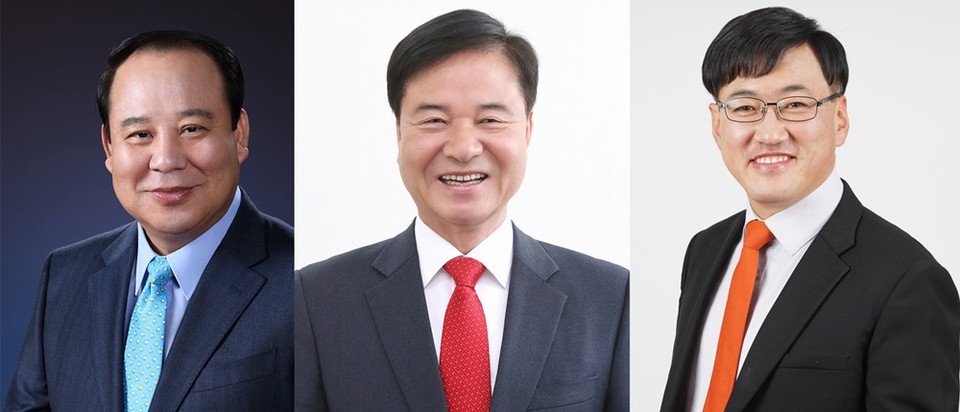 (왼쪽부터) 이철휘 민주당 후보, 최춘식 통합당 후보, 이명원 민중당 후보